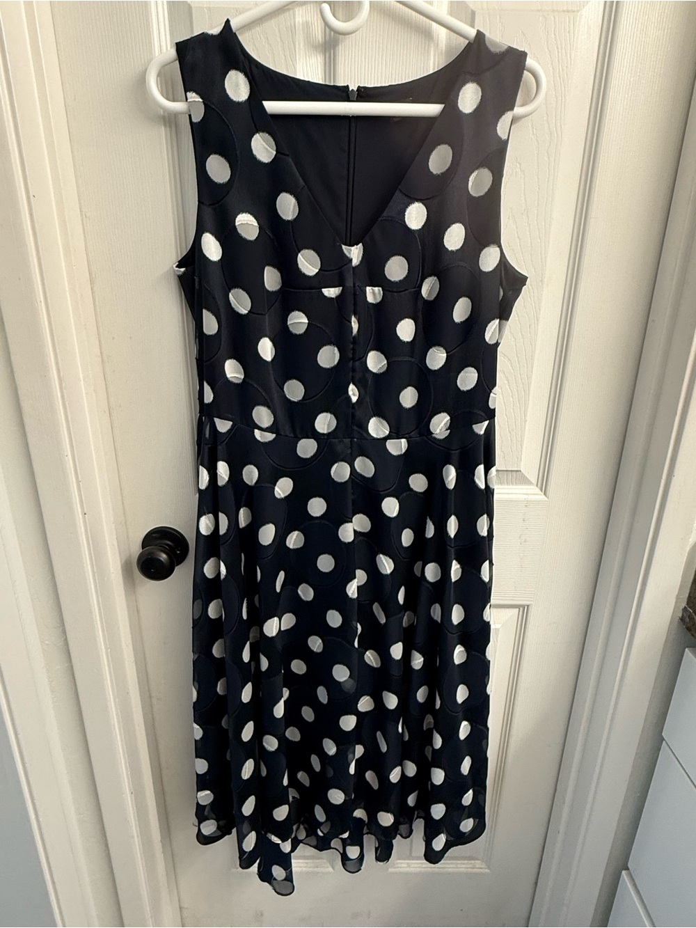 Ann Taylor Navy Dress with White Polka Dots